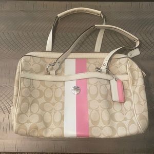 Coach emblem pink and cream tote